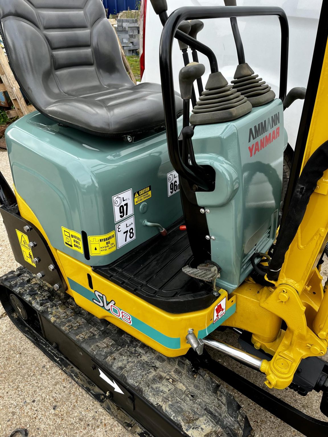 Restored Ammann Yanmar mini excavator, seat and controls