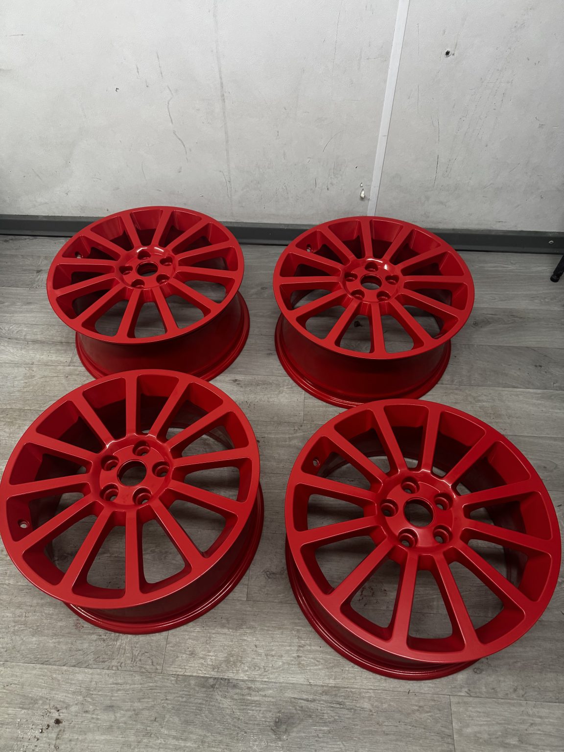 Red powder coated alloy wheels