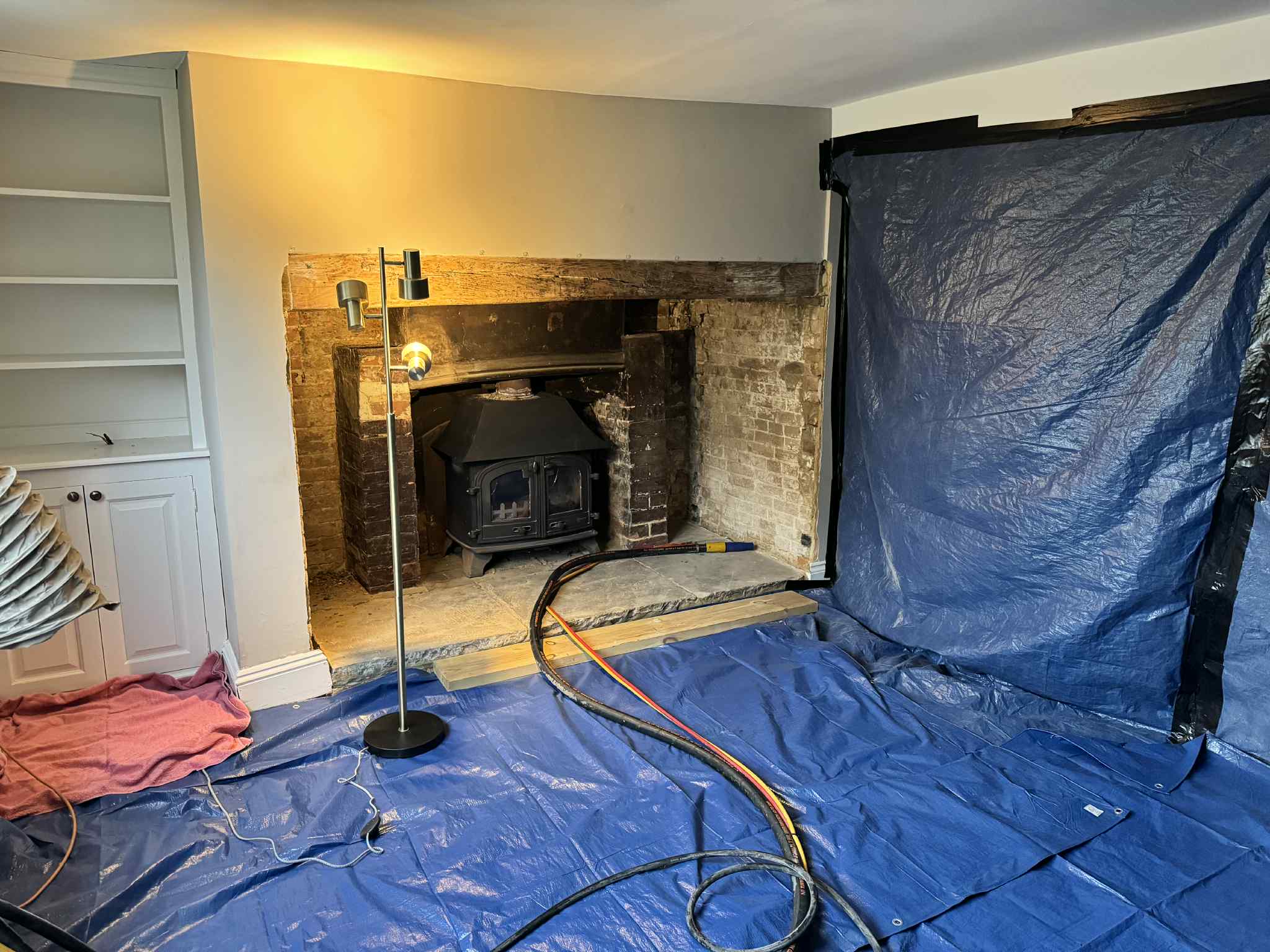 Fireplace before sandblasting