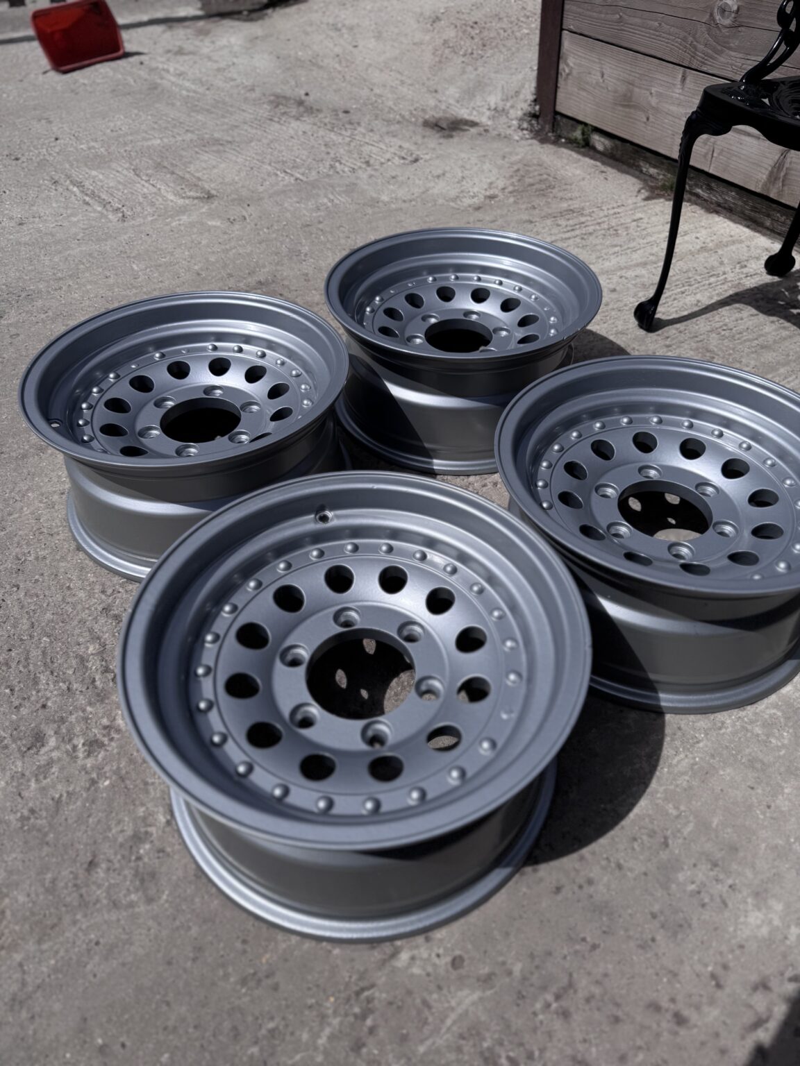 Silver powder coated wheels