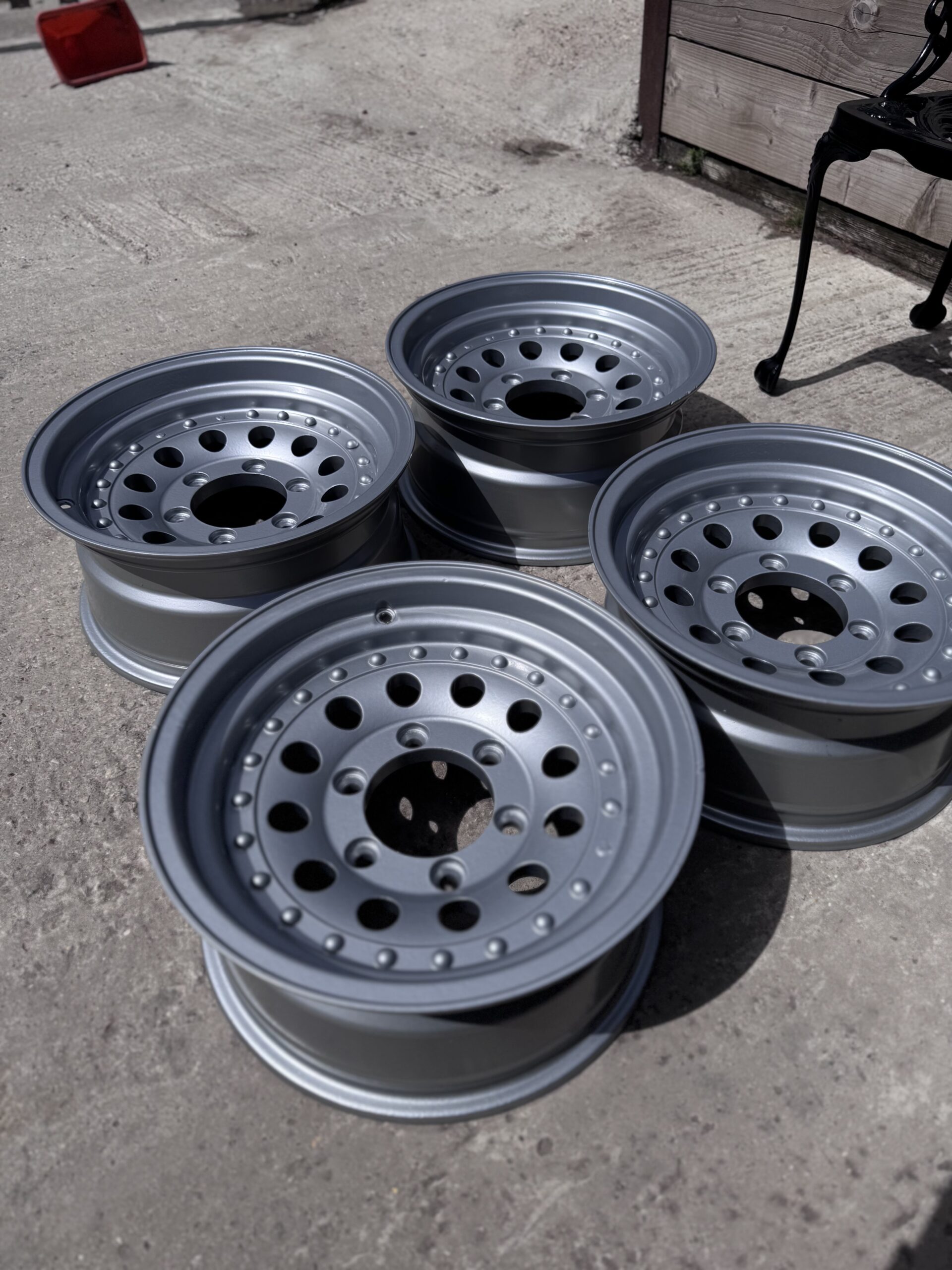 Silver powder coated wheels