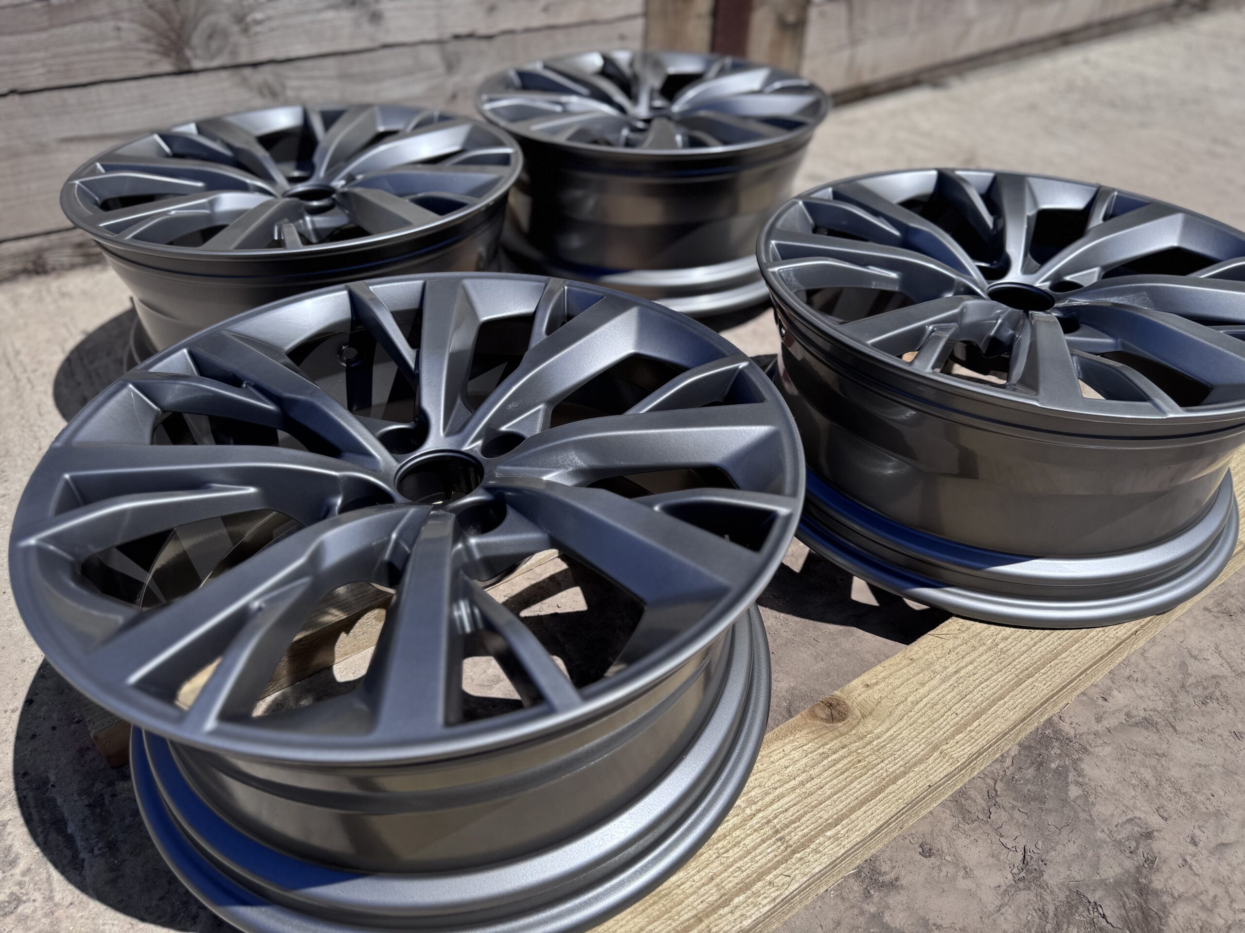 Red powder coated wheels