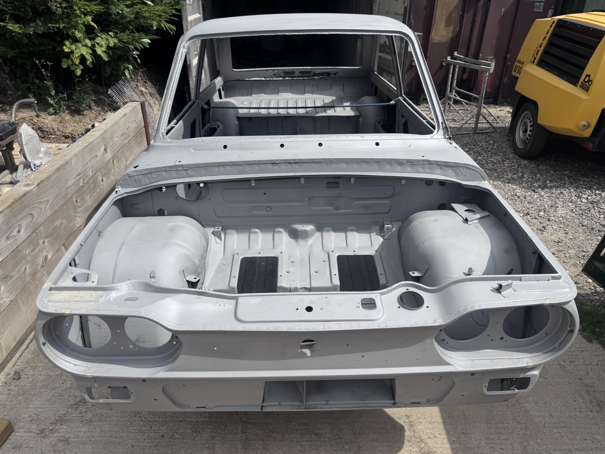 Hillman Imp shell after blasting