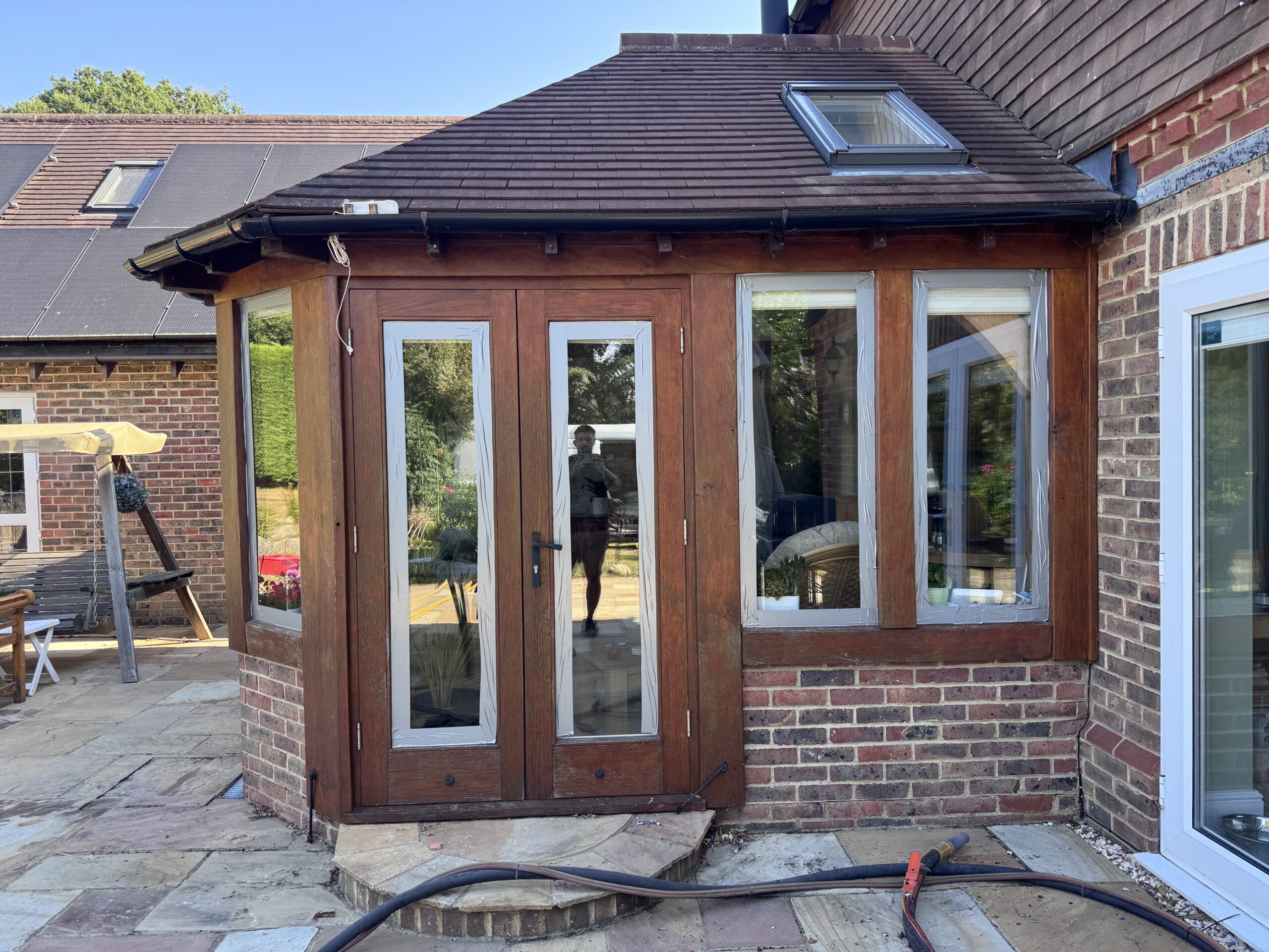 Oak orangery before mobile sandblasting