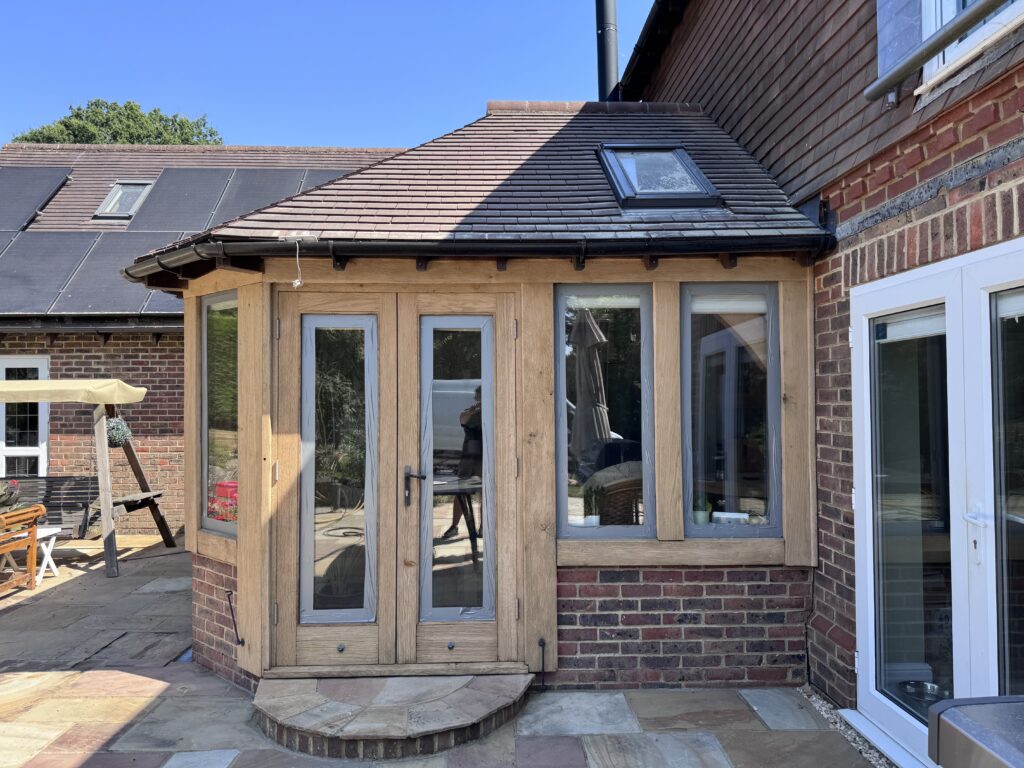 Oak orangery after mobile sandblasting