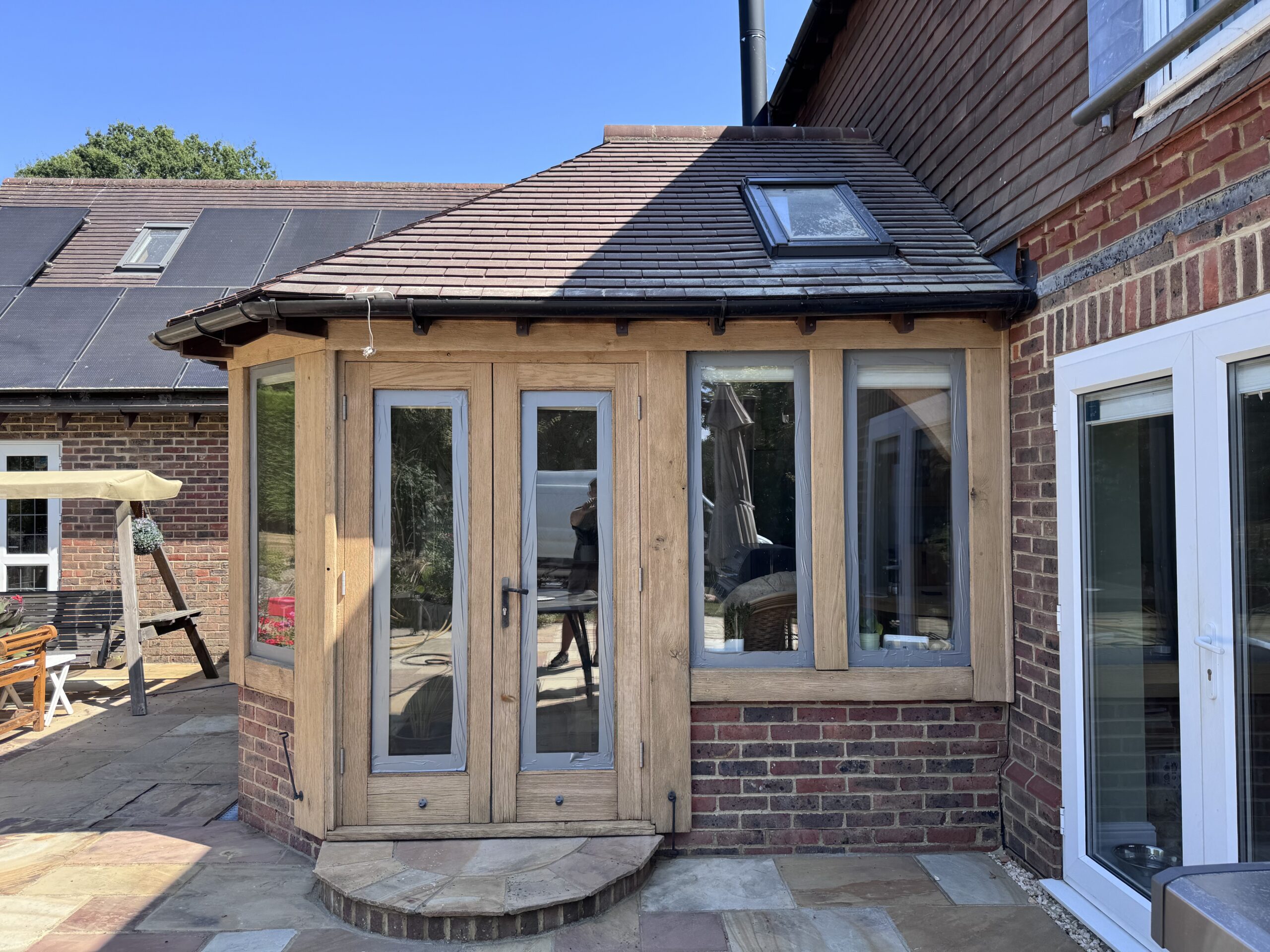 Oak orangery after mobile sandblasting