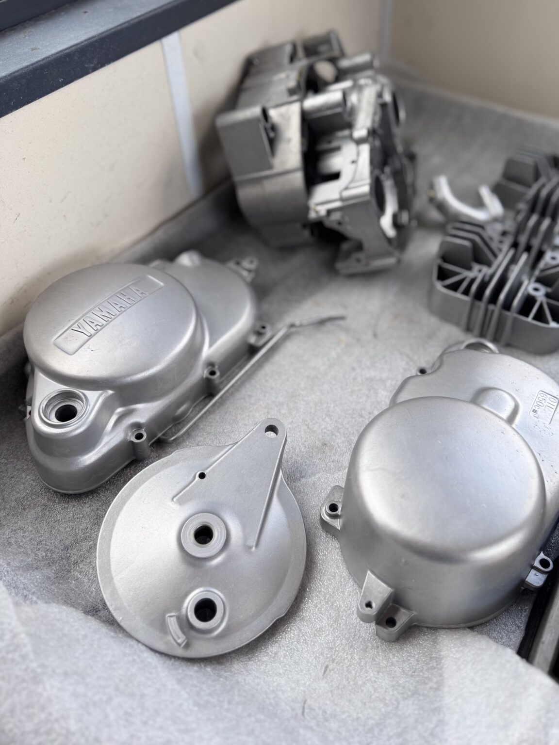 Vapour blasted Yamaha engine cases