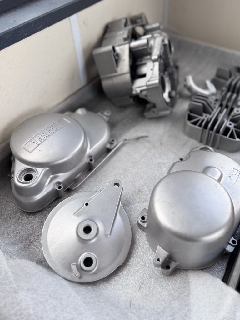 Vapour blasted Yamaha engine cases