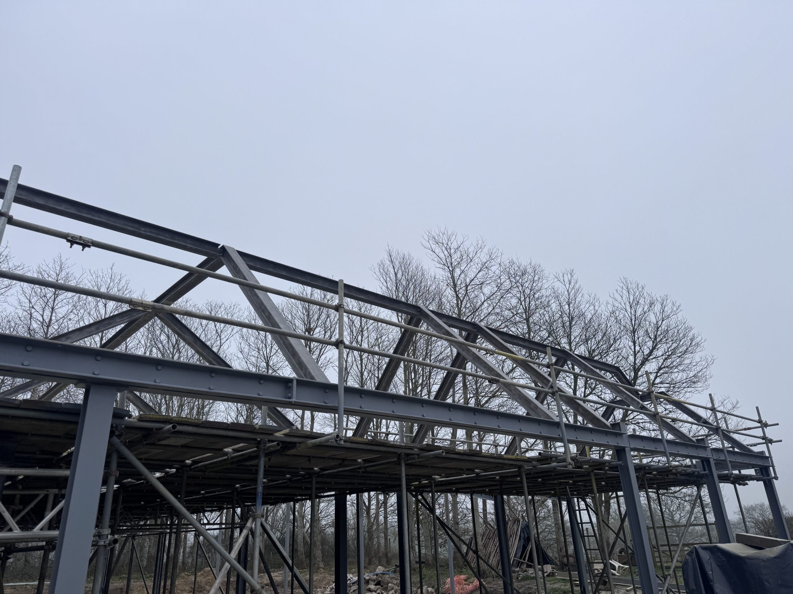 Steel frame on a building site