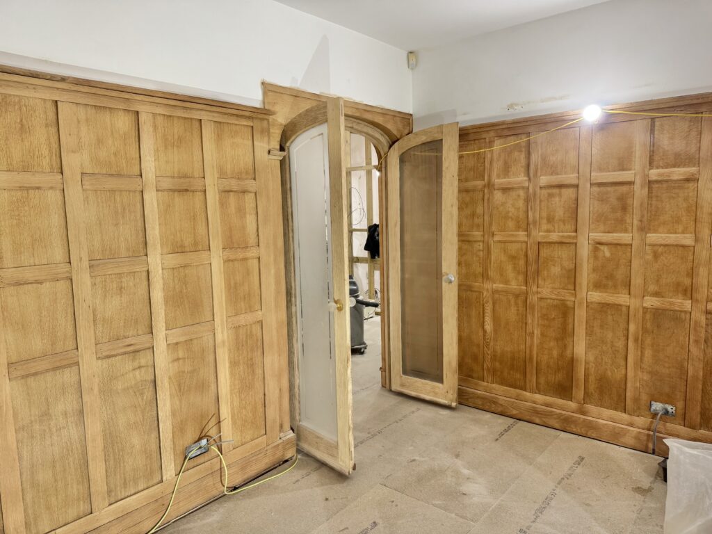 Oak veneer doors after soda blasting, Brighton